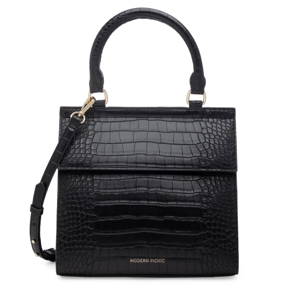 Modern Picnic Black Crocodile Luncher Bag